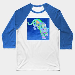 fluorescent tiger cat in mandala ecopop Baseball T-Shirt